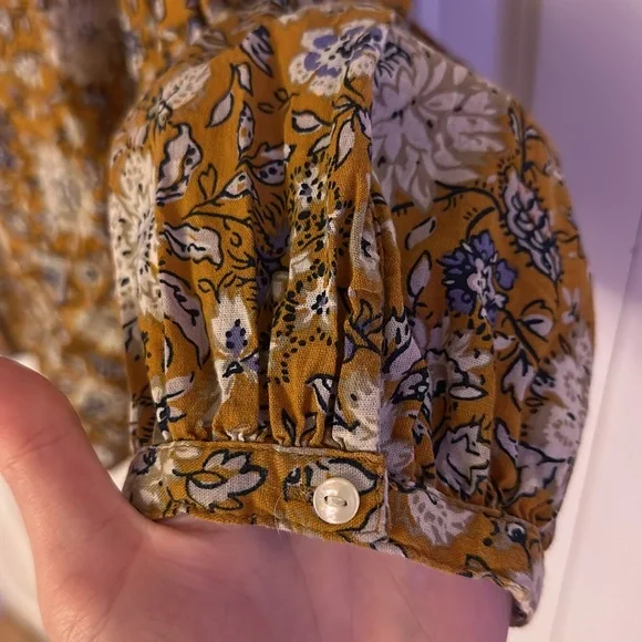 NWOT Old Navy yellow floral peasant split top blouse - Picture 2 of 10